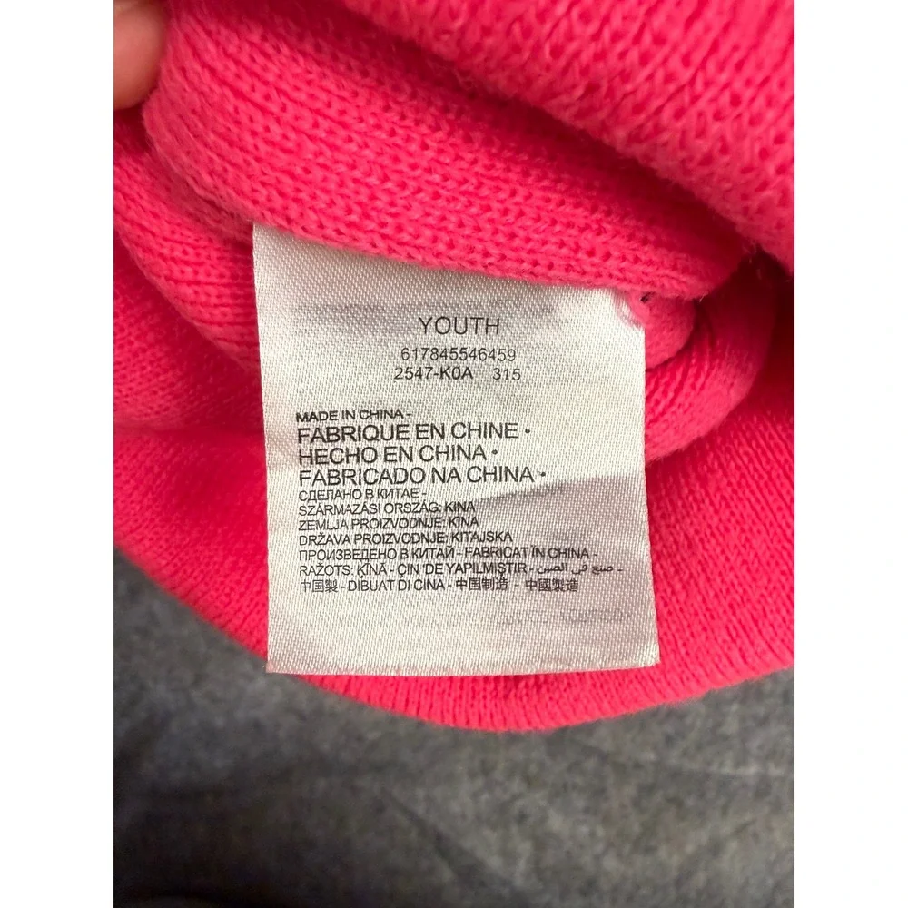 Nike Youth Beanie Pom Pom Black Pink White‎ Swoosh Logo Winter Hat
